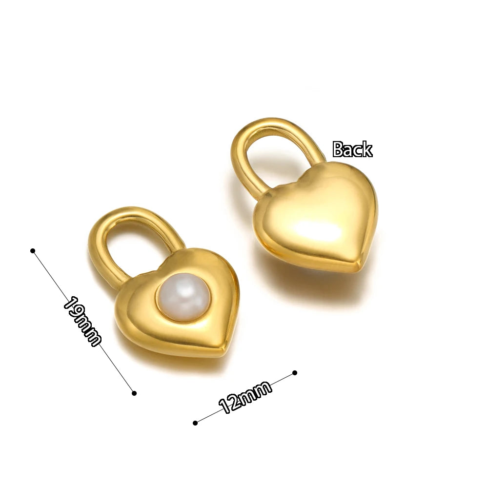 5pcs Stainless Steel Imitation Pearl Lock Heart Sun Necklace Charms Earring DIY Women Bracelet Jewelry Making Supplies Wholesale
