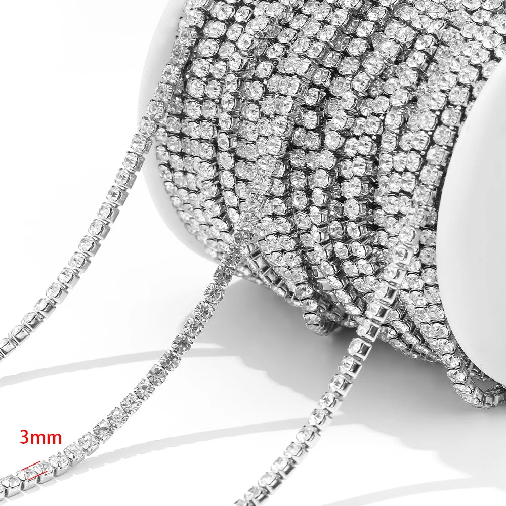 1 Meter Stainless Steel Luxury Cubic Zircon Chains Tennis Chain Choker for DIY Jewelry Making Women Necklace Bracelet Material
