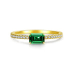 ABLES CHIC Emerald High Carbon  Luxury Wedding Ring Solid 925 Silver Green Gemstone Cocktail Rings CZ Jewelry R0003