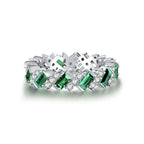 ABLES CHIC Emerald High Carbon  Luxury Wedding Ring Solid 925 Silver Green Gemstone Cocktail Rings CZ Jewelry R0003