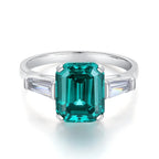 ABLES CHIC Emerald High Carbon  Luxury Wedding Ring Solid 925 Silver Green Gemstone Cocktail Rings CZ Jewelry R0003