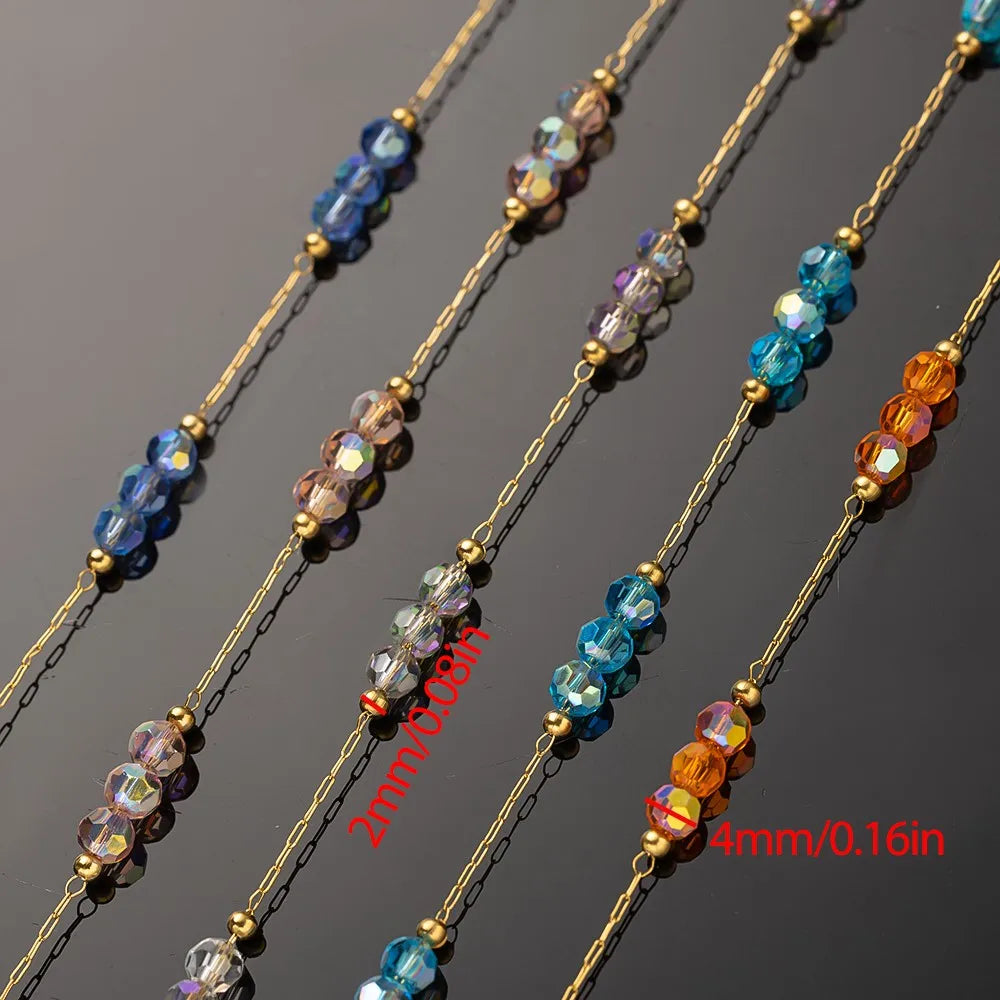 1Meter Stainless Steel Crystal Beaded Chain For DIY Women Necklace Bracelet Jewelry Making Supplies Accessories Wholesale Craft