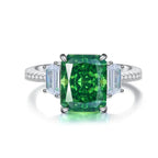 ABLES CHIC Emerald High Carbon  Luxury Wedding Ring Solid 925 Silver Green Gemstone Cocktail Rings CZ Jewelry R0003