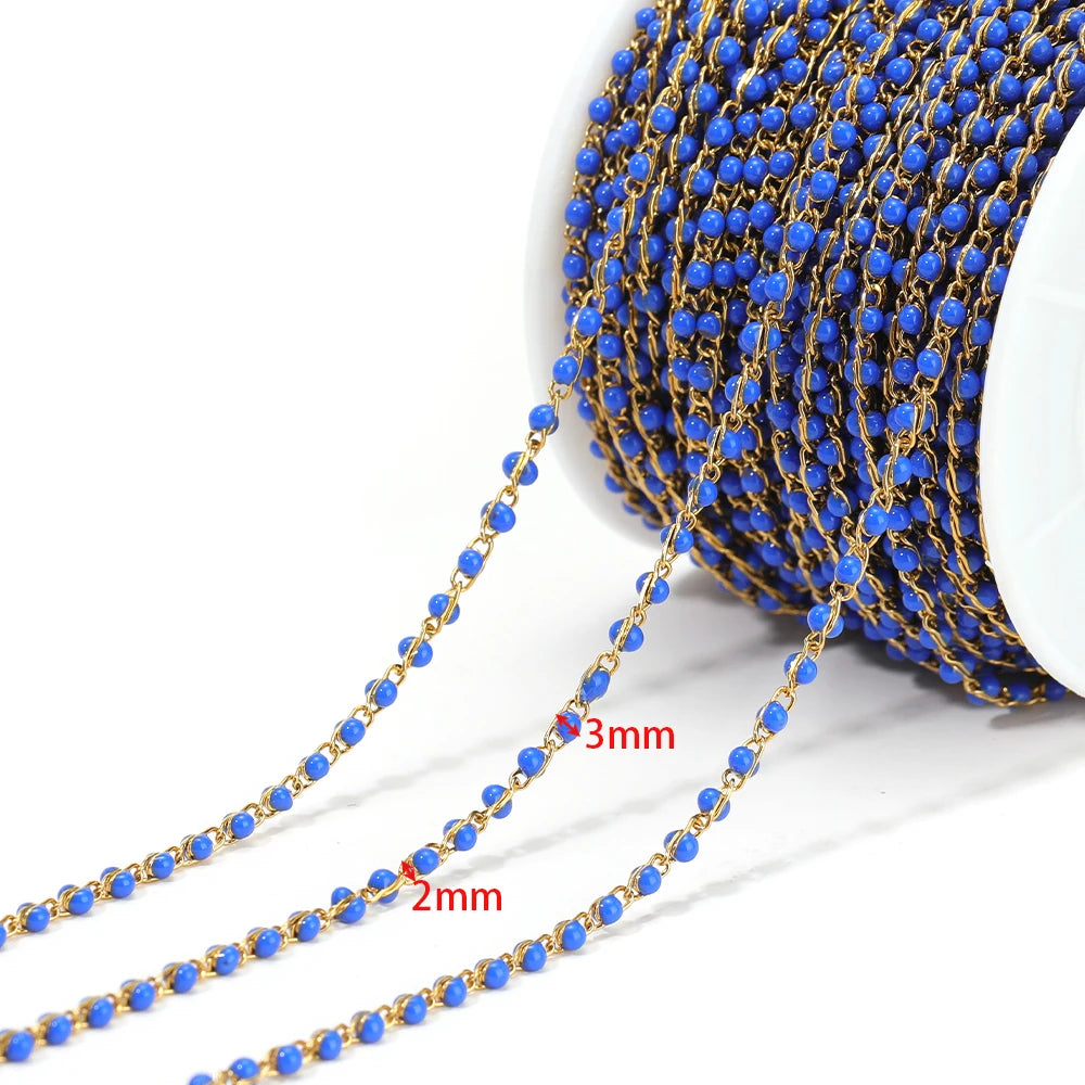 1 Meter Stainless Steel Enamel Twisted Beads Chains for DIY Delicate Jewelry Supplies Women Necklace Earrings Material Wholesale