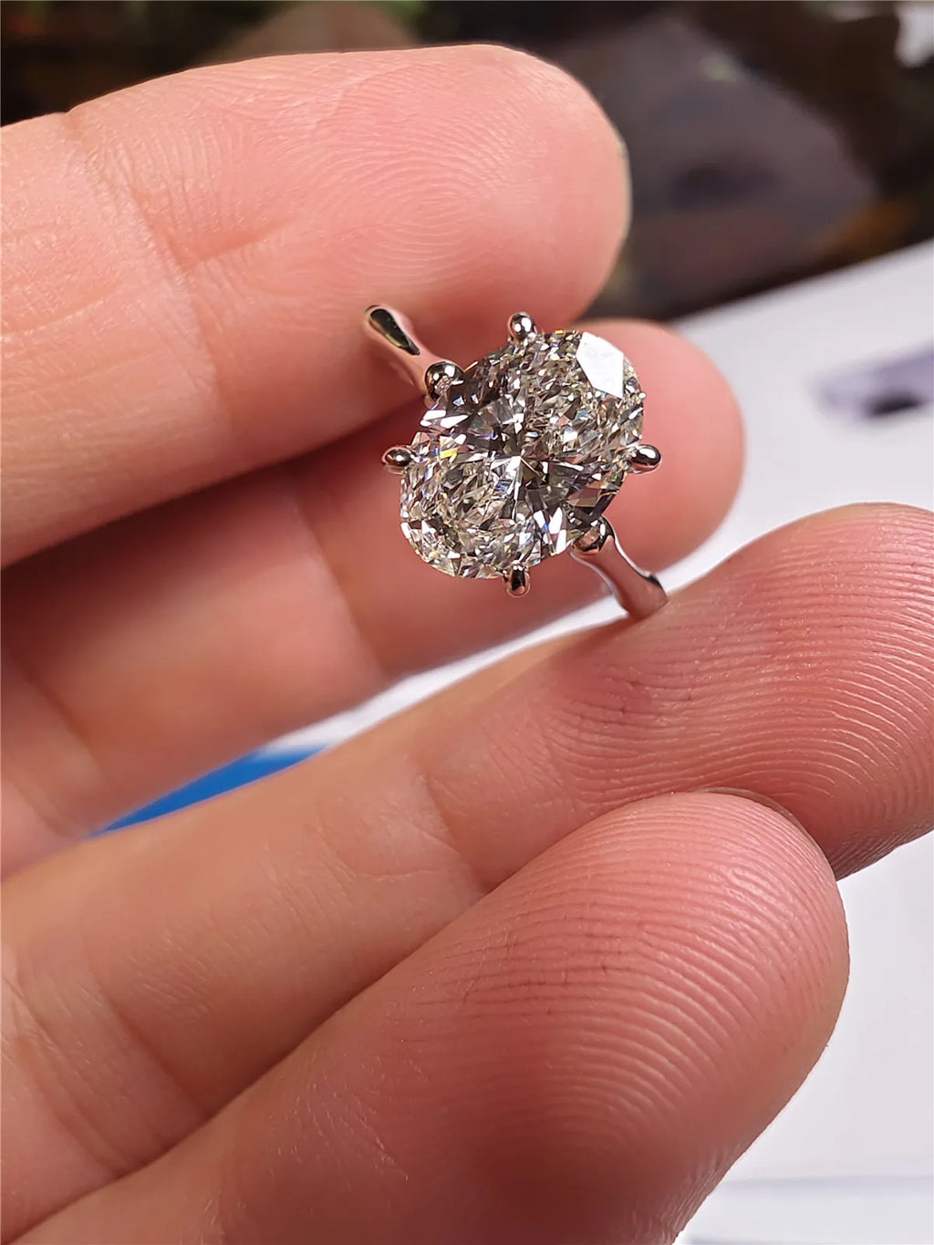 10K Solid Gold Lab-grown diamond ring IGI Oval 1.5CT Bamboo Ring Fine Jewelry Wedding ring 18K gold custom engagement ring PT950