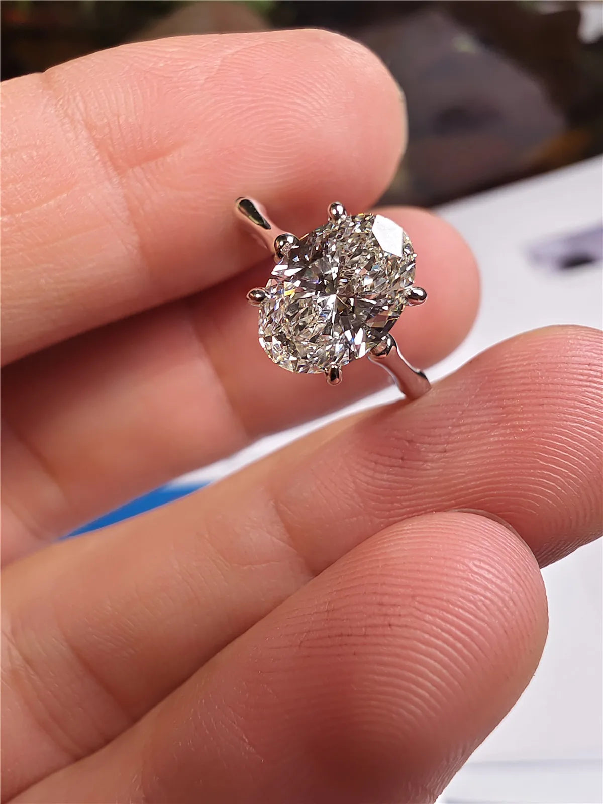 10K Solid Gold Lab-grown diamond ring IGI Oval 1.5CT Bamboo Ring Fine Jewelry Wedding ring 18K gold custom engagement ring PT950