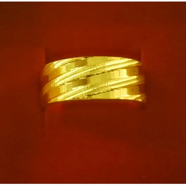 High Quality Korean Version Simple Pure Plated Real 18k Yellow Gold 999 24k Frosted Car Flower Art Ring for Men and Women Never