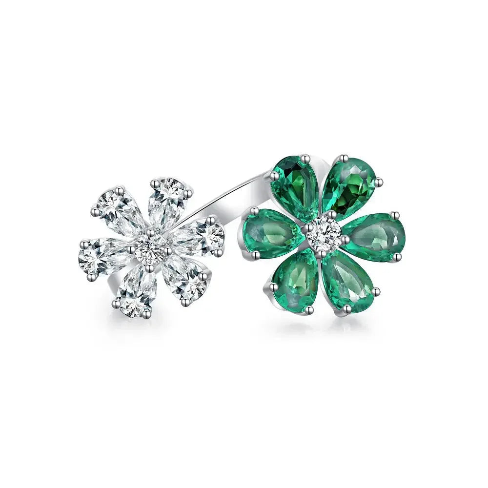 ABLES CHIC Emerald High Carbon  Luxury Wedding Ring Solid 925 Silver Green Gemstone Cocktail Rings CZ Jewelry R0003