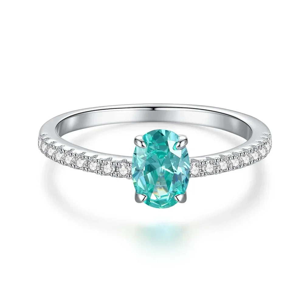 ABLES CHIC Emerald High Carbon  Luxury Wedding Ring Solid 925 Silver Green Gemstone Cocktail Rings CZ Jewelry R0003