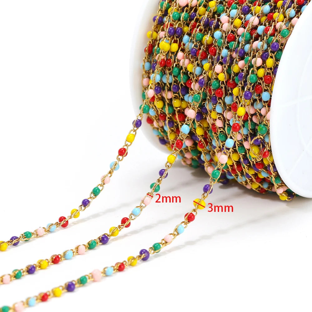 1 Meter Stainless Steel Enamel Twisted Beads Chains for DIY Delicate Jewelry Supplies Women Necklace Earrings Material Wholesale