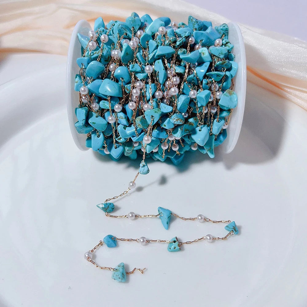 0.5/1meter Crystal Gravel Synthetic Pearl Chain  Stainless Steel Chain for jewelry Making DIY Women Fashion Necklace Bracelets
