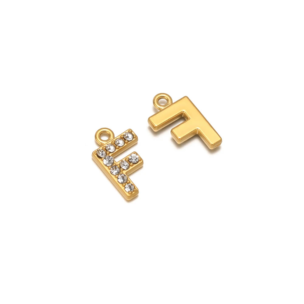 5pcs Stainless Steel Gold Rhinestone Letters Charms DIY Women Girl Alphabet Necklace Pendants Jewelry Bracelet Earrings Making