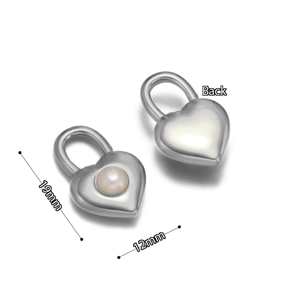 5pcs Stainless Steel Imitation Pearl Lock Heart Sun Necklace Charms Earring DIY Women Bracelet Jewelry Making Supplies Wholesale