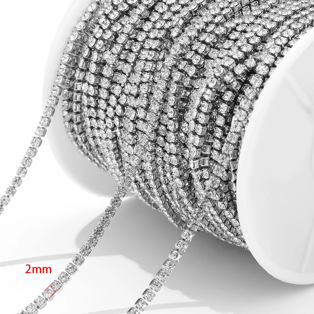 1 Meter Stainless Steel Luxury Cubic Zircon Chains Tennis Chain Choker for DIY Jewelry Making Women Necklace Bracelet Material