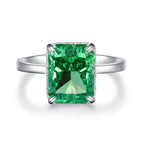 ABLES CHIC Emerald High Carbon  Luxury Wedding Ring Solid 925 Silver Green Gemstone Cocktail Rings CZ Jewelry R0003