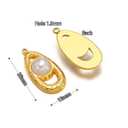 5pcs Stainless Steel Imitation Pearl Lock Heart Sun Necklace Charms Earring DIY Women Bracelet Jewelry Making Supplies Wholesale