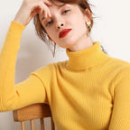 2025 Women Turtleneck Sweater Knitted Soft Pullovers Cashmere Jumpers Basic Solid Soft Sweaters Women Autumn Winter Casual Top