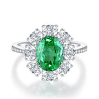 ABLES CHIC Emerald High Carbon  Luxury Wedding Ring Solid 925 Silver Green Gemstone Cocktail Rings CZ Jewelry R0003