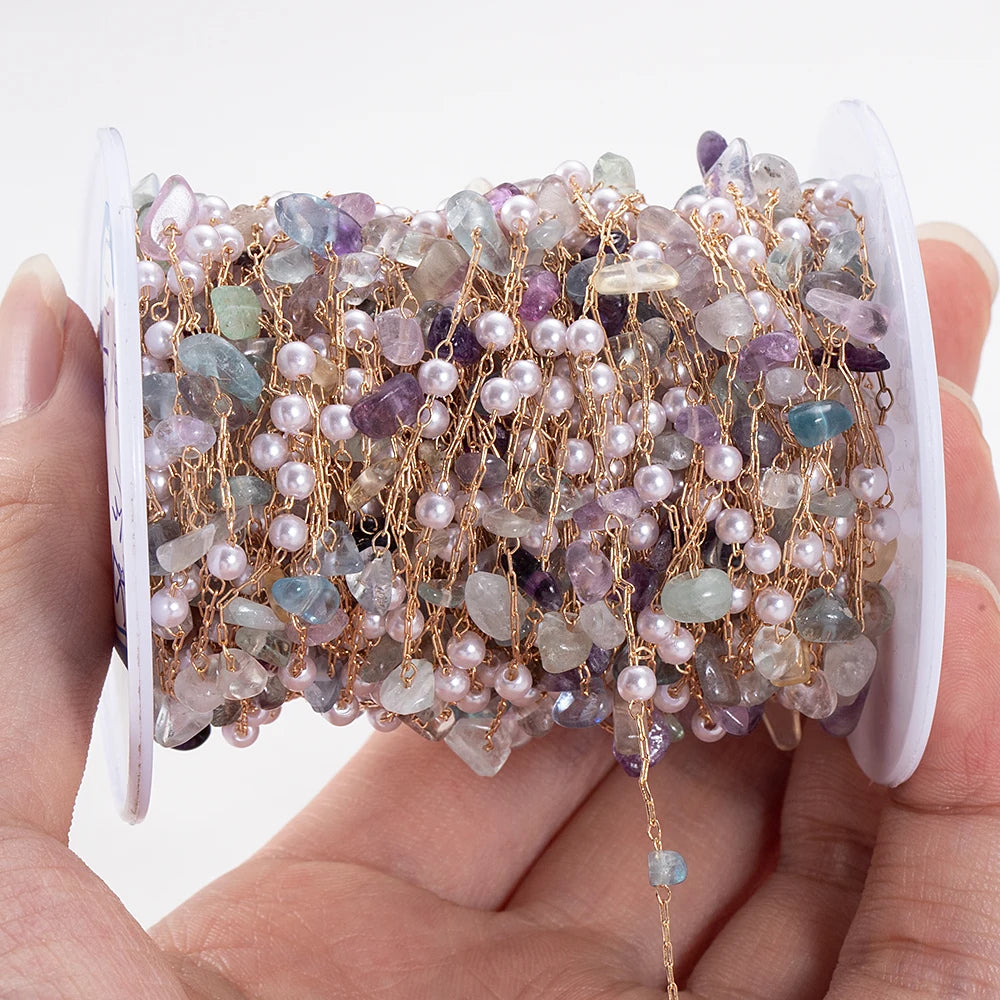 0.5/1meter Crystal Gravel Synthetic Pearl Chain  Stainless Steel Chain for jewelry Making DIY Women Fashion Necklace Bracelets