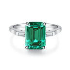 ABLES CHIC Emerald High Carbon  Luxury Wedding Ring Solid 925 Silver Green Gemstone Cocktail Rings CZ Jewelry R0003