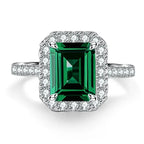 ABLES CHIC Emerald High Carbon  Luxury Wedding Ring Solid 925 Silver Green Gemstone Cocktail Rings CZ Jewelry R0003