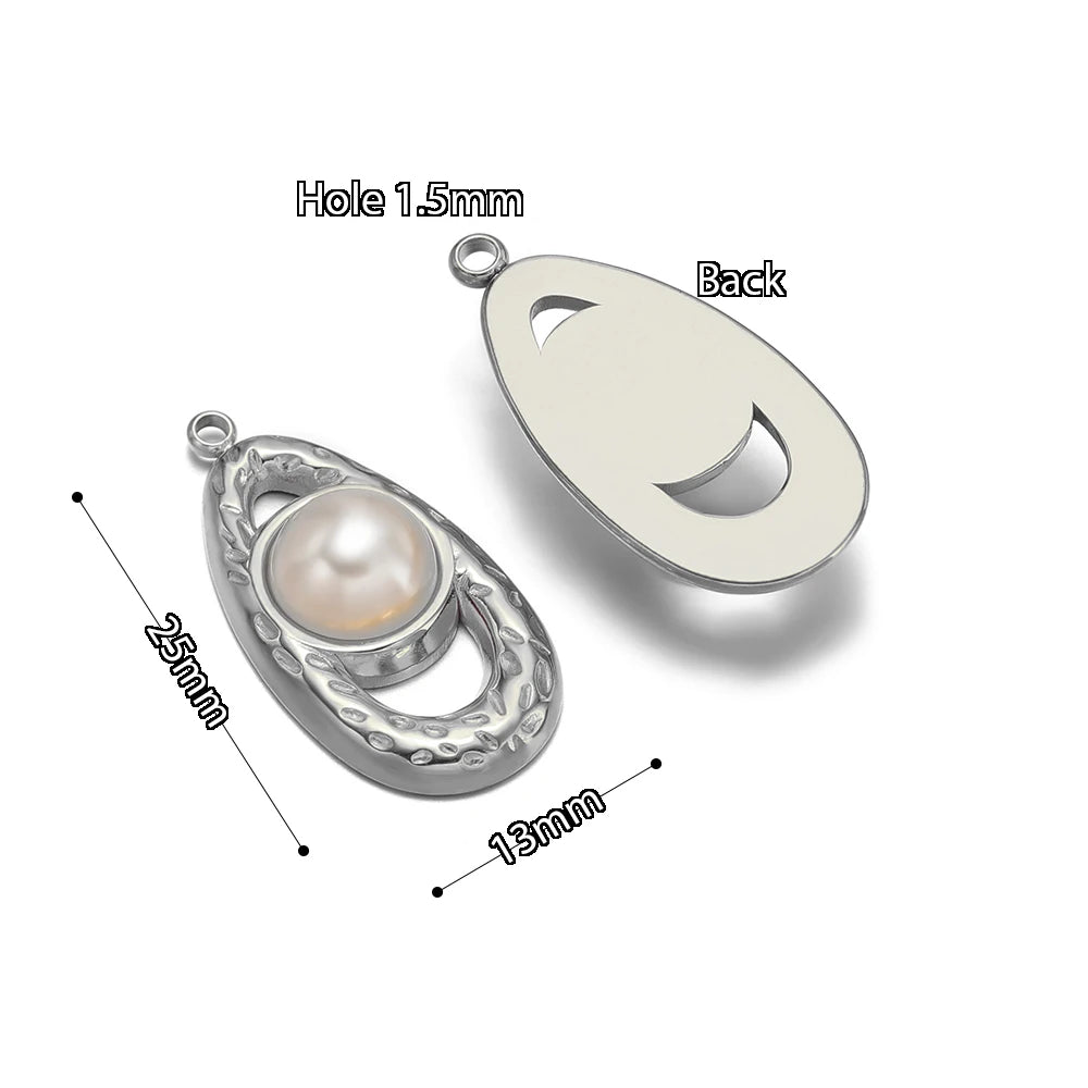 5pcs Stainless Steel Imitation Pearl Lock Heart Sun Necklace Charms Earring DIY Women Bracelet Jewelry Making Supplies Wholesale