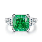 ABLES CHIC Emerald High Carbon  Luxury Wedding Ring Solid 925 Silver Green Gemstone Cocktail Rings CZ Jewelry R0003