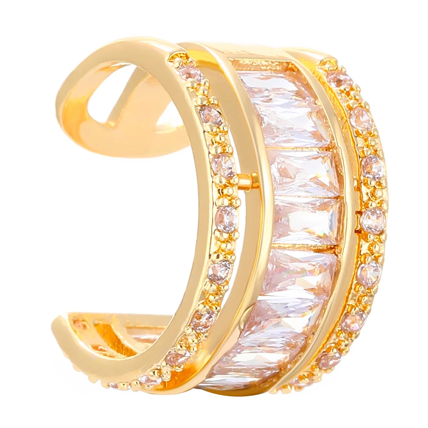 Korean Fashion Zircon Ear Clip Earrings For Women Jewelry Ear Cuffs Without Hole Vintage Fake Piercing Luxury Crystal Earrings