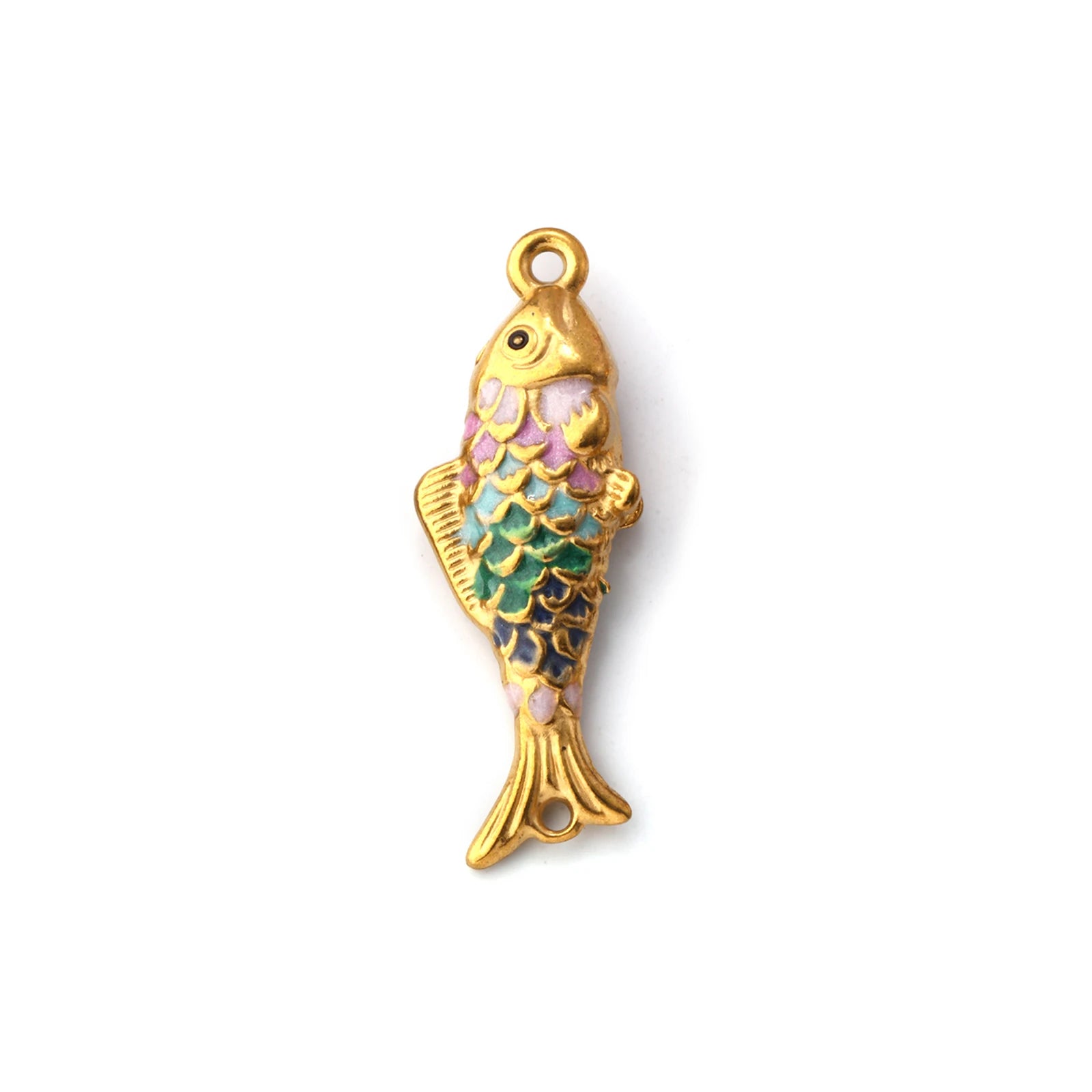 1pc Stainless Steel Connectors Ocean Fish Animal Pearlized Multicolor Enamel Pendant For Women DIY Necklace Jewelry Findings
